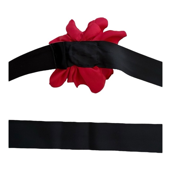 Red Satin Flower Sash Belt - Size XL - Picture 3 of 8